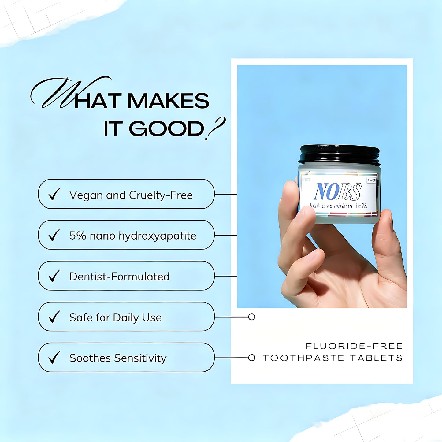 Toothpaste Tablets - Nano Hydroxyapatite, Fluoride Free, Plastic Free, Eco & Travel Friendly - Remineralize with NHA